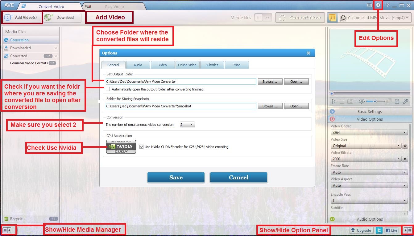 Converting A File To A Mp4 H 264 Using Any Video Converter Avc Freeware For Pc